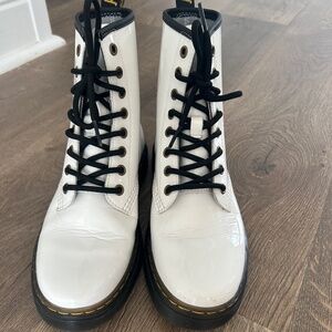 Dr marten Zavala combat boots, white patent leather